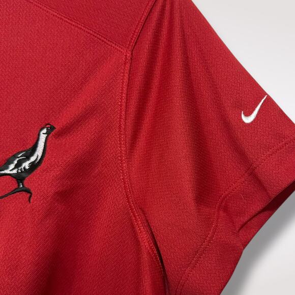 Nike Golf Polo Shirt Women's Medium Red‎ Golf Famous Grouse Dri Fit Short Sleeve - Picture 2 of 10